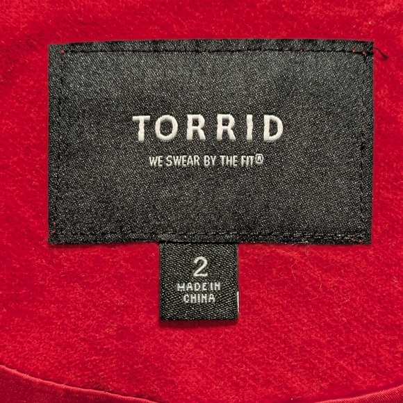 EUC Torrid 2X Bright Red Cotton Blend Velveteen Moto Jacket - Picture 8 of 9